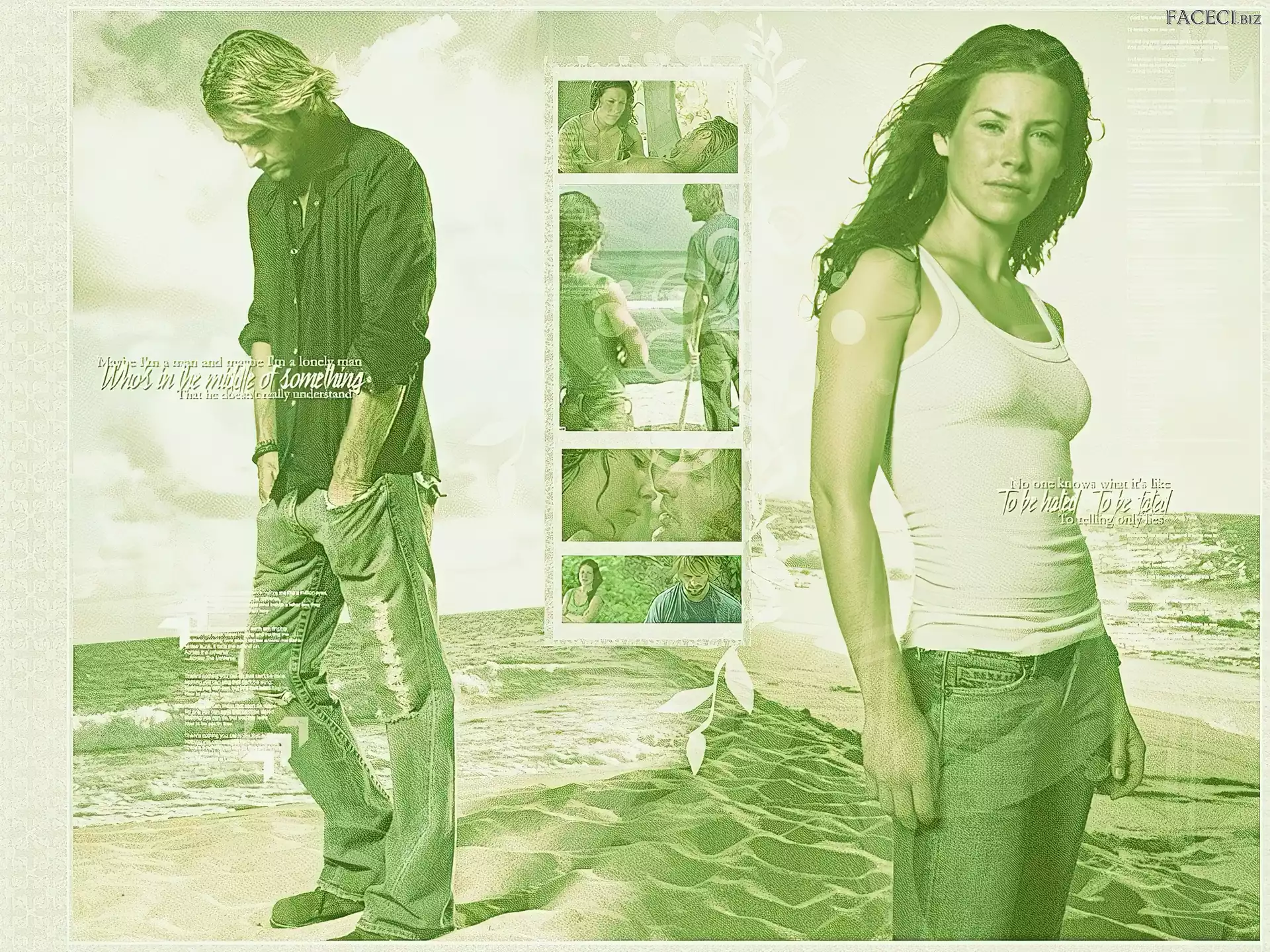 zdjęcia, Lost, Serial, Evangeline Lilly, woda, Zagubieni, Josh Holloway